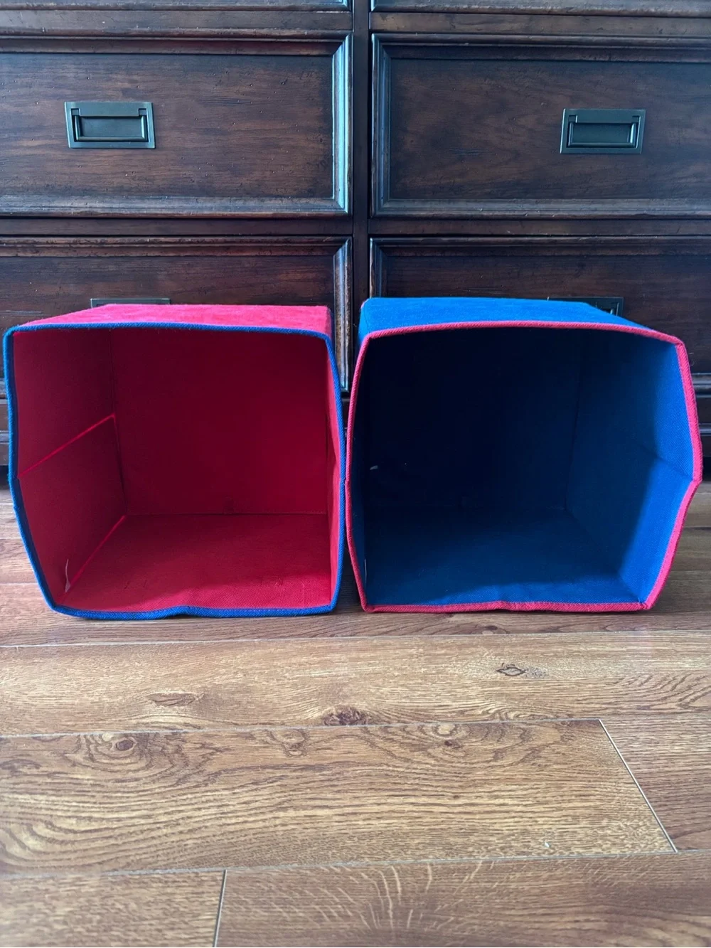 Collapsible Fabric Storage Cubes in Red and Blue (Set of 2)